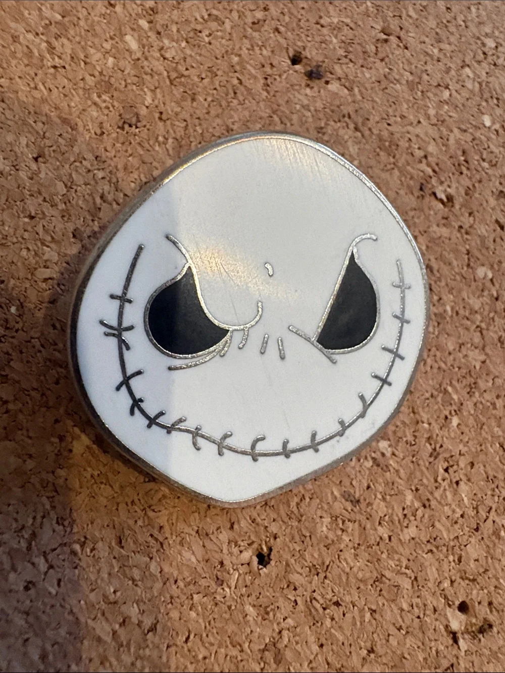 Jack Skellington-Inspired Kids Enamel Pin - White & Black